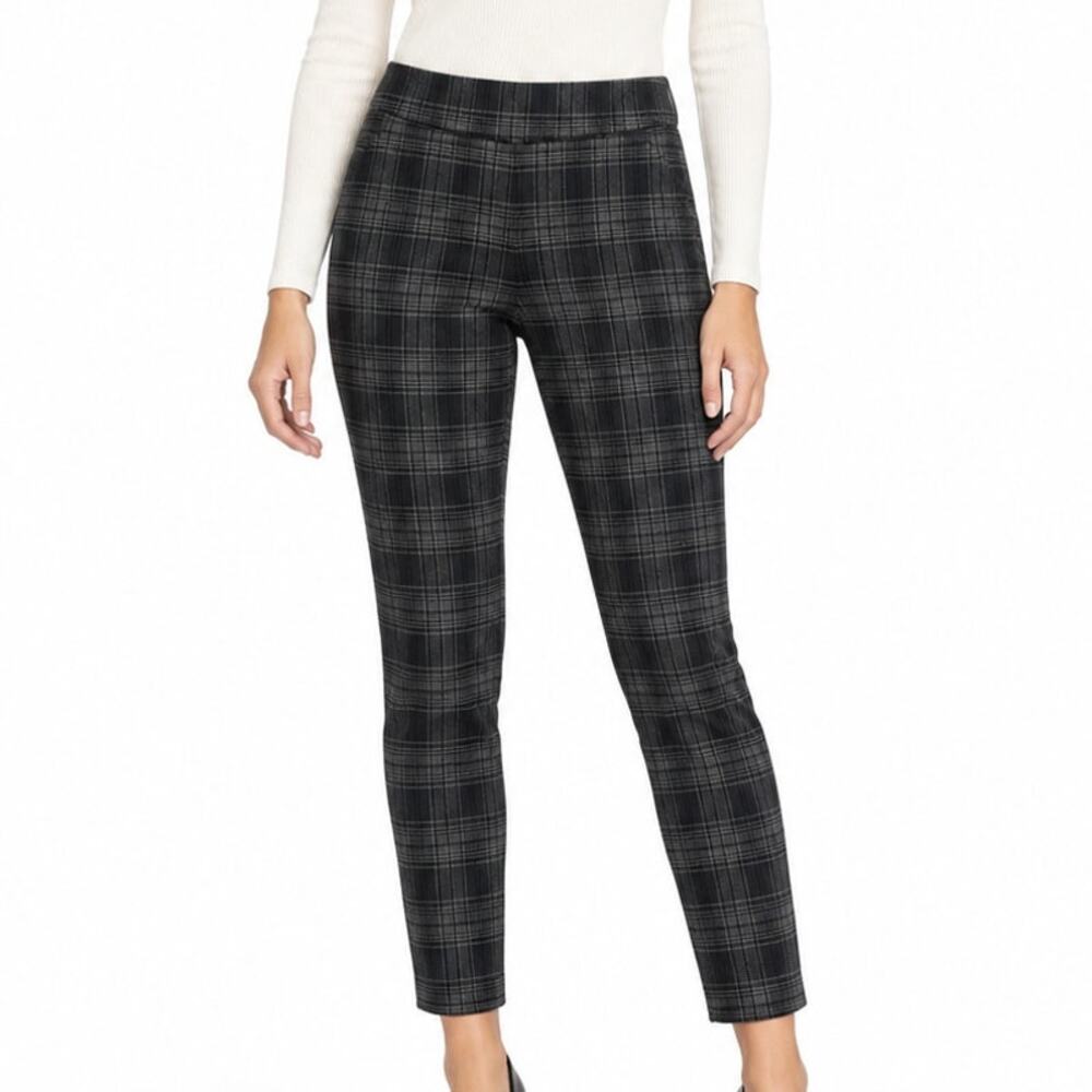 NWT Nine West Heidi Pull On Skinny Pants Gray Plaid Stretch Women's Size 4